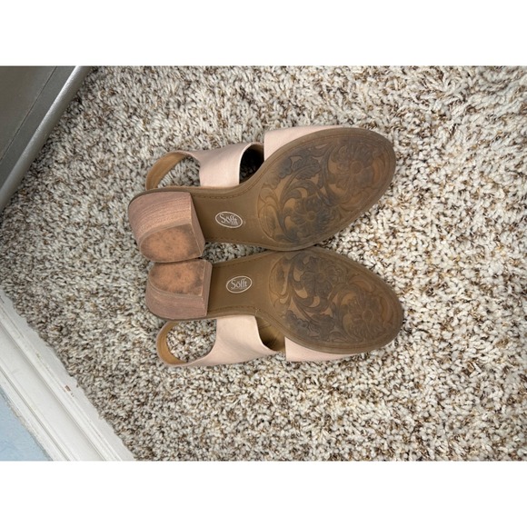 Söfft Women's Size 8 Nude Leather Slingback Block Heel Comfort Sandals - Picture 4 of 7